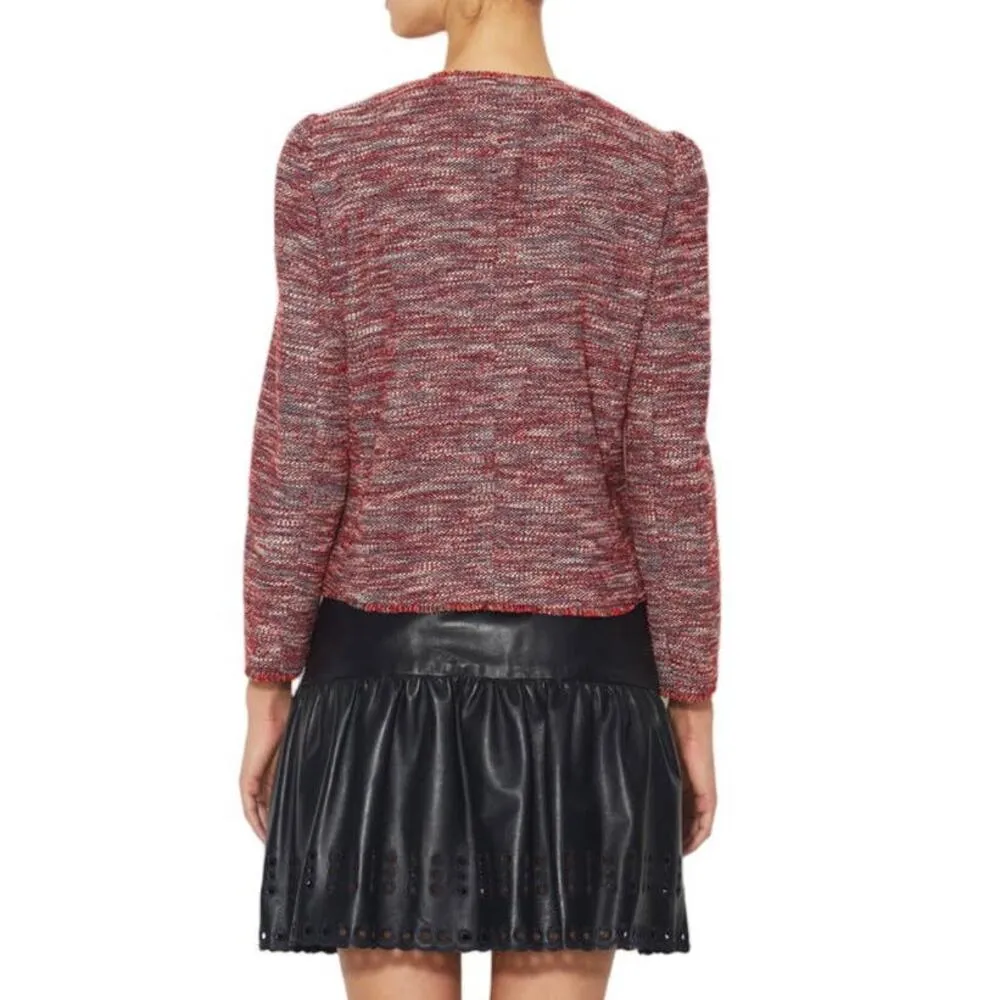 RED VALENTINO Red Tweed Blazer Jacket Snap Front Metallic Giacca ITALY 46 8 EUC - Image 4