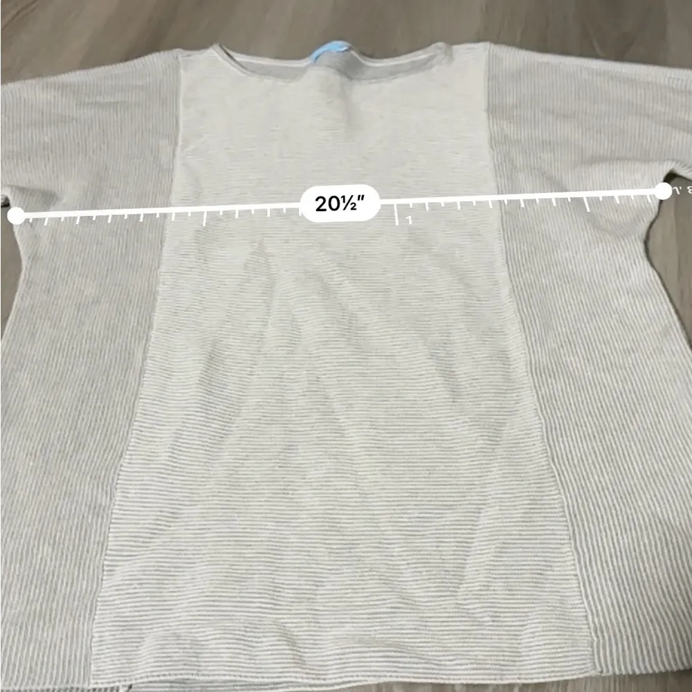 J. McLaughlin Cotton Cashmere Blend Gray Ribbed 3/4 Sleeve Pullover Sweater Sz S - Image 7