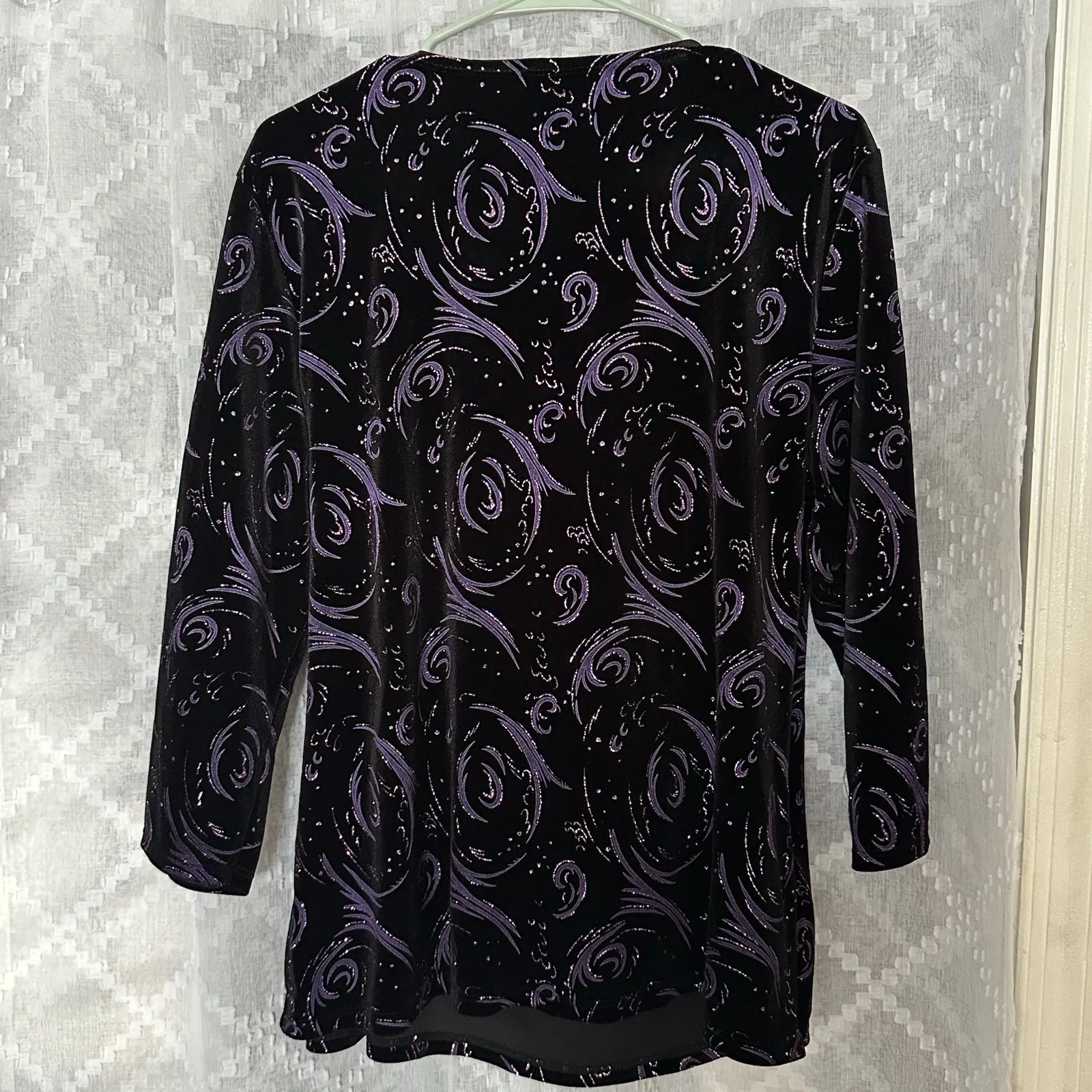 Notations‎ Purple Velvet Top Faux Wrap Glitter XL Whimsigoth Holiday Dark Fairy - Image 5