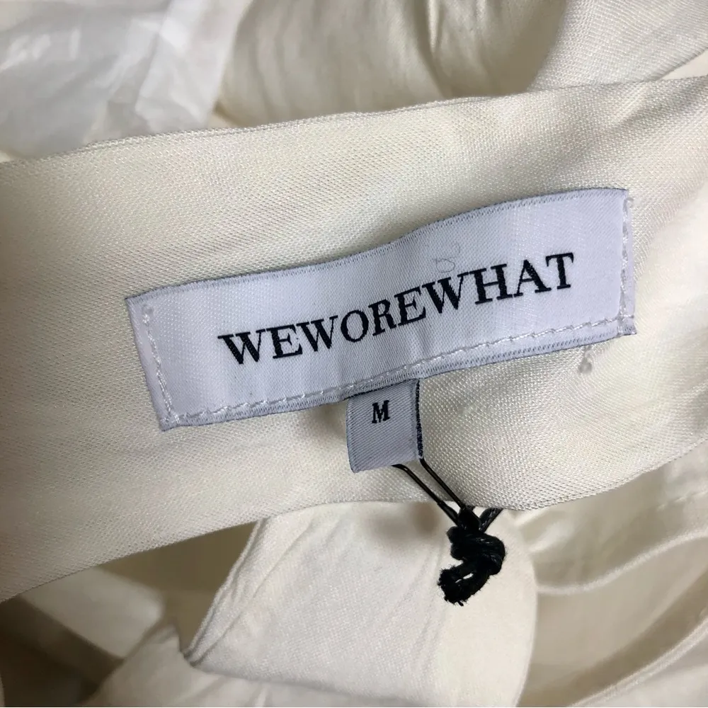 NWT WeWoreWhat Halter Shell Chain Midi Dress Linen White CutOut Beach Pool sz M - Image 12