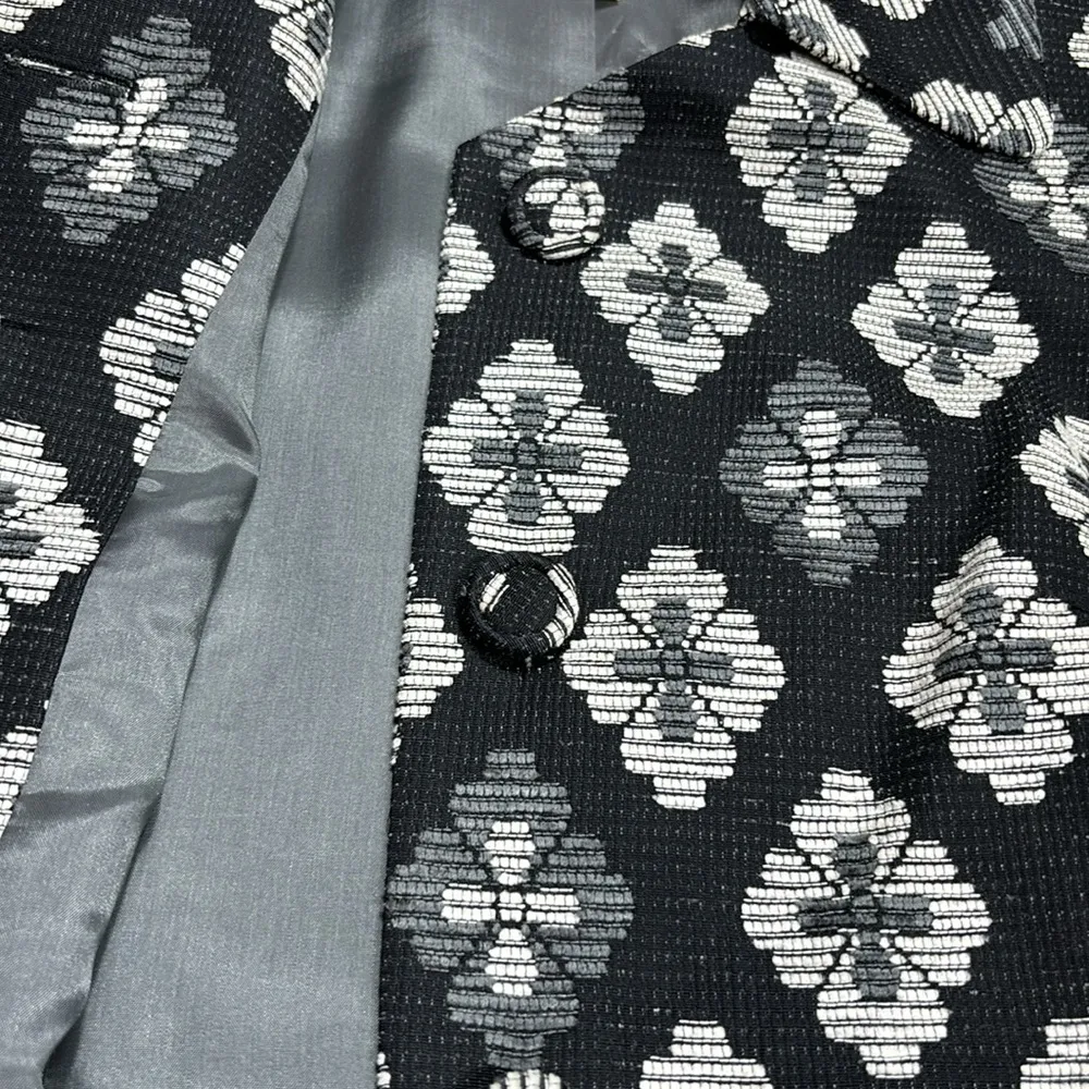 Sigrid Olsen Beautiful Wool Blend Blazer, Black/Gray/Off White, Size 4 - Image 2