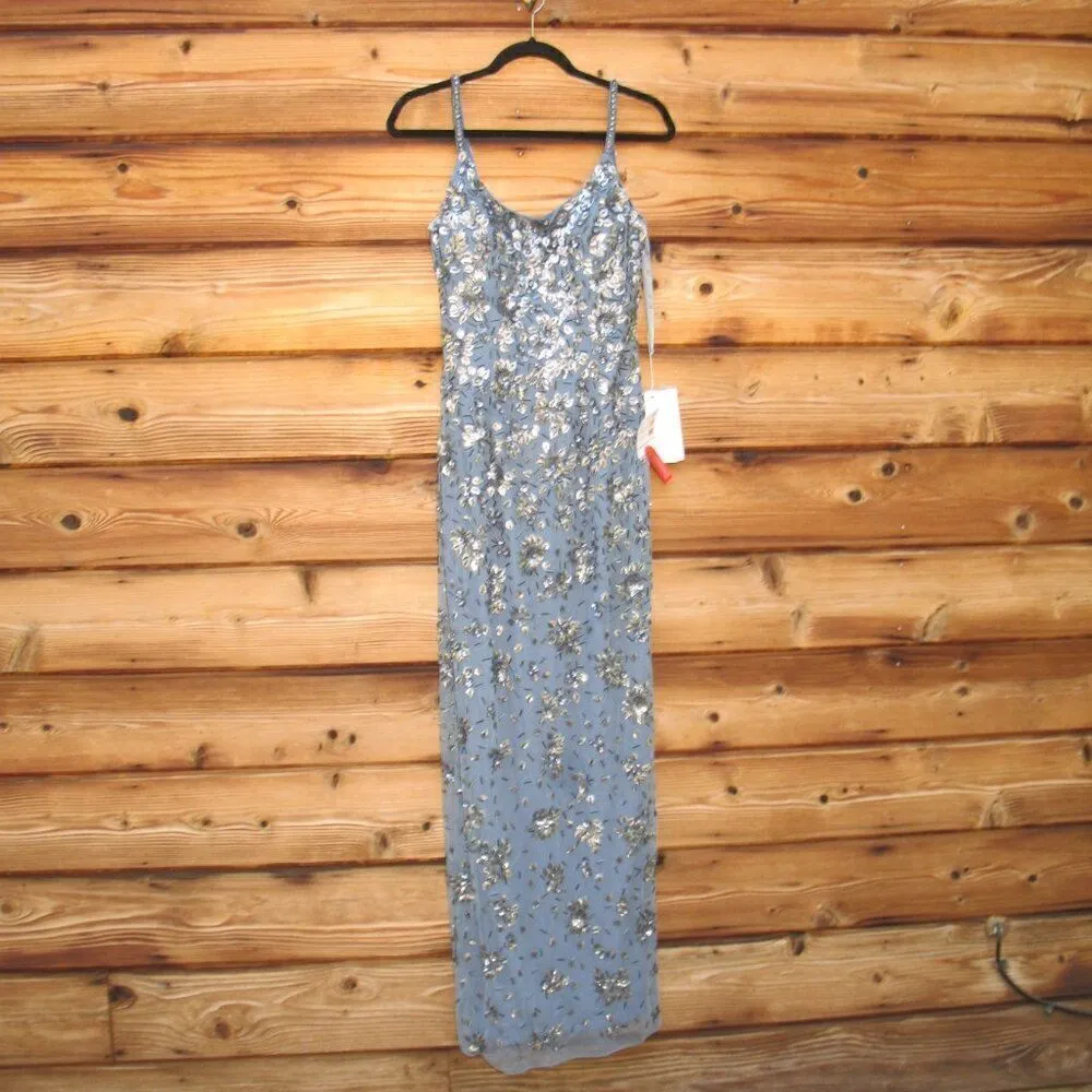 Mac Duggal 5477 Womens Floral Embellished Scoop Neck Evening Gown Dress - Image 7