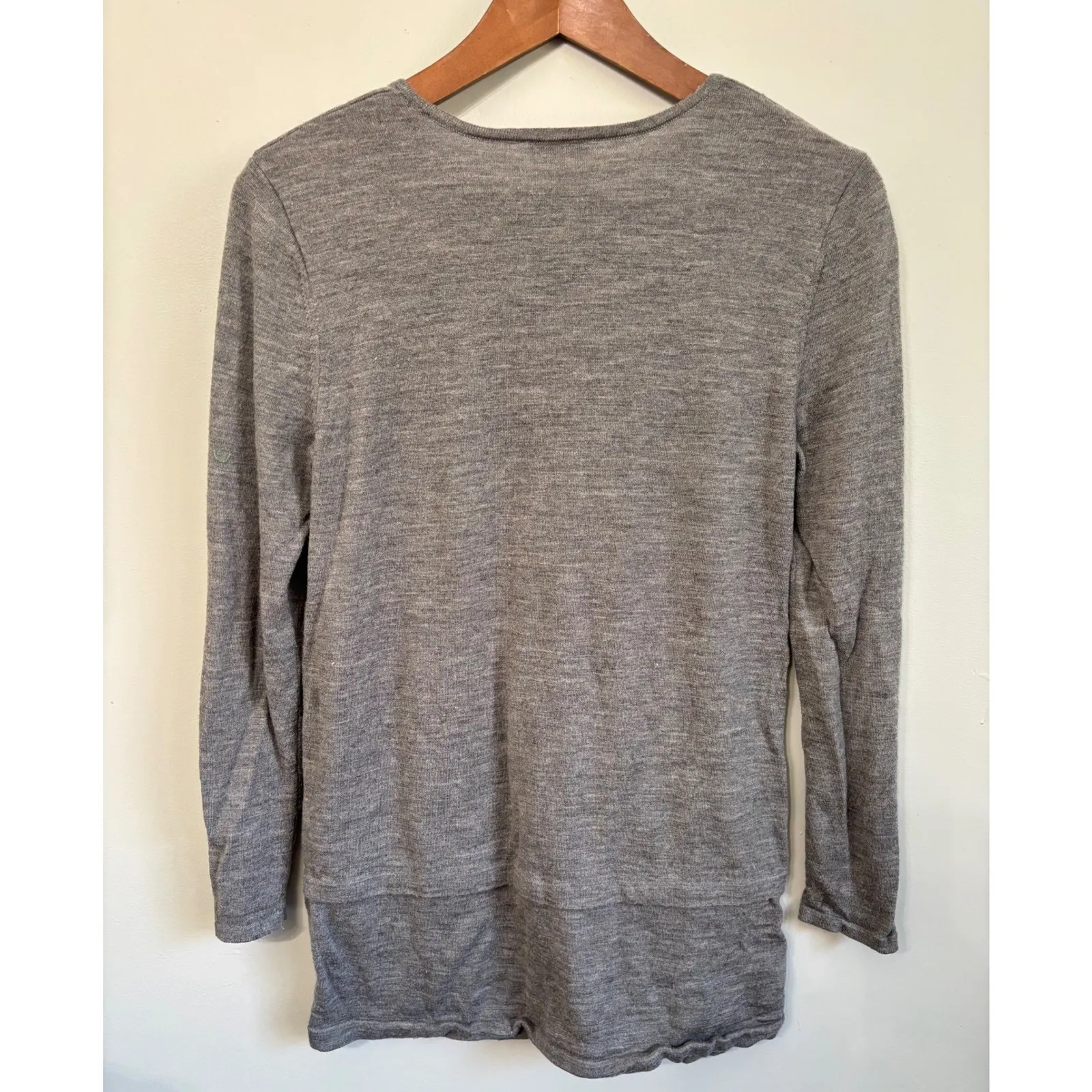 J Jill Merino Wool Washable Sweater M Grey Long Sleeve Layered Look Pullover Gray Size M - Image 3