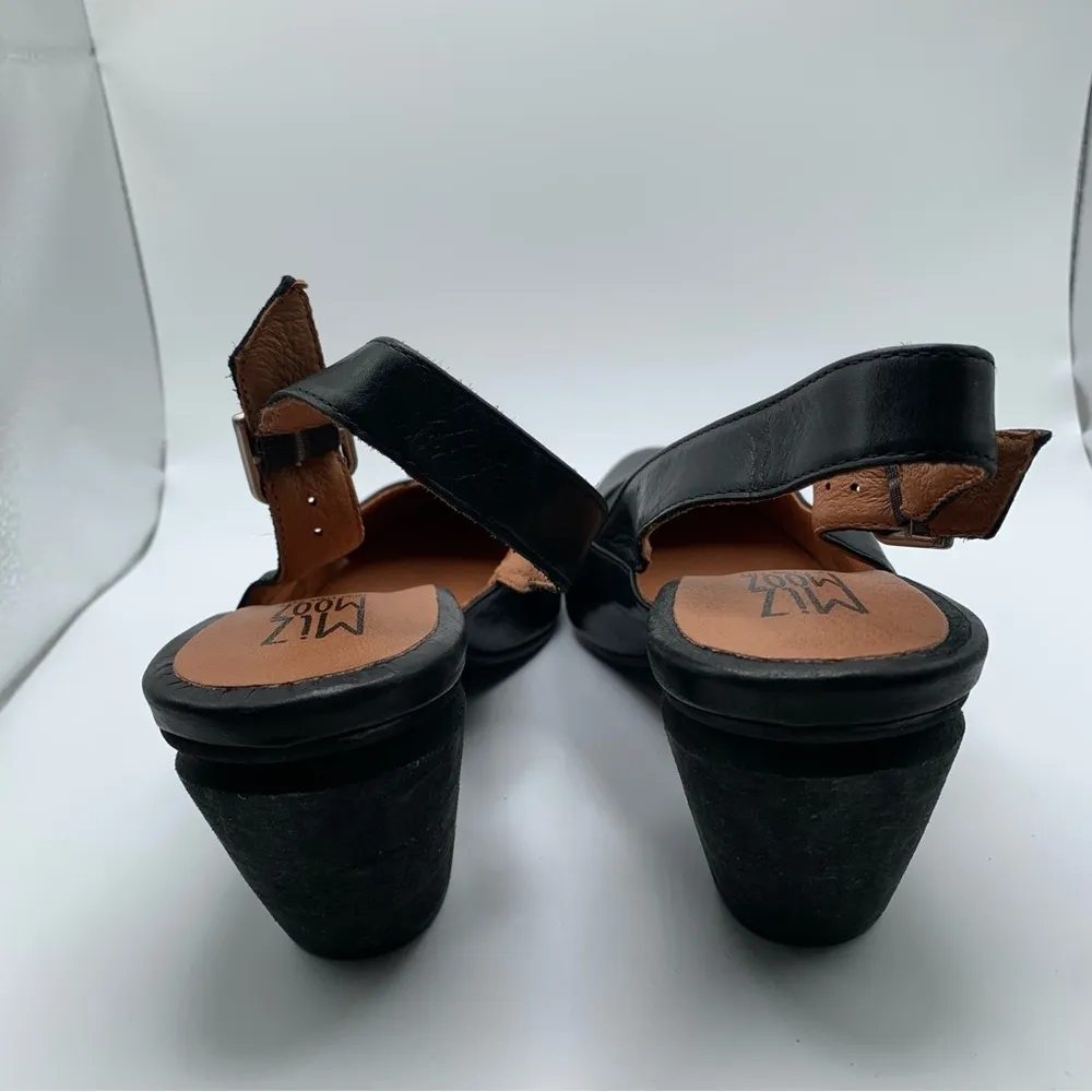 NWOB Miz Mooz Aurora Slingback Pump black leather size 42 US 10.5-11 heel 1407 - Image 7