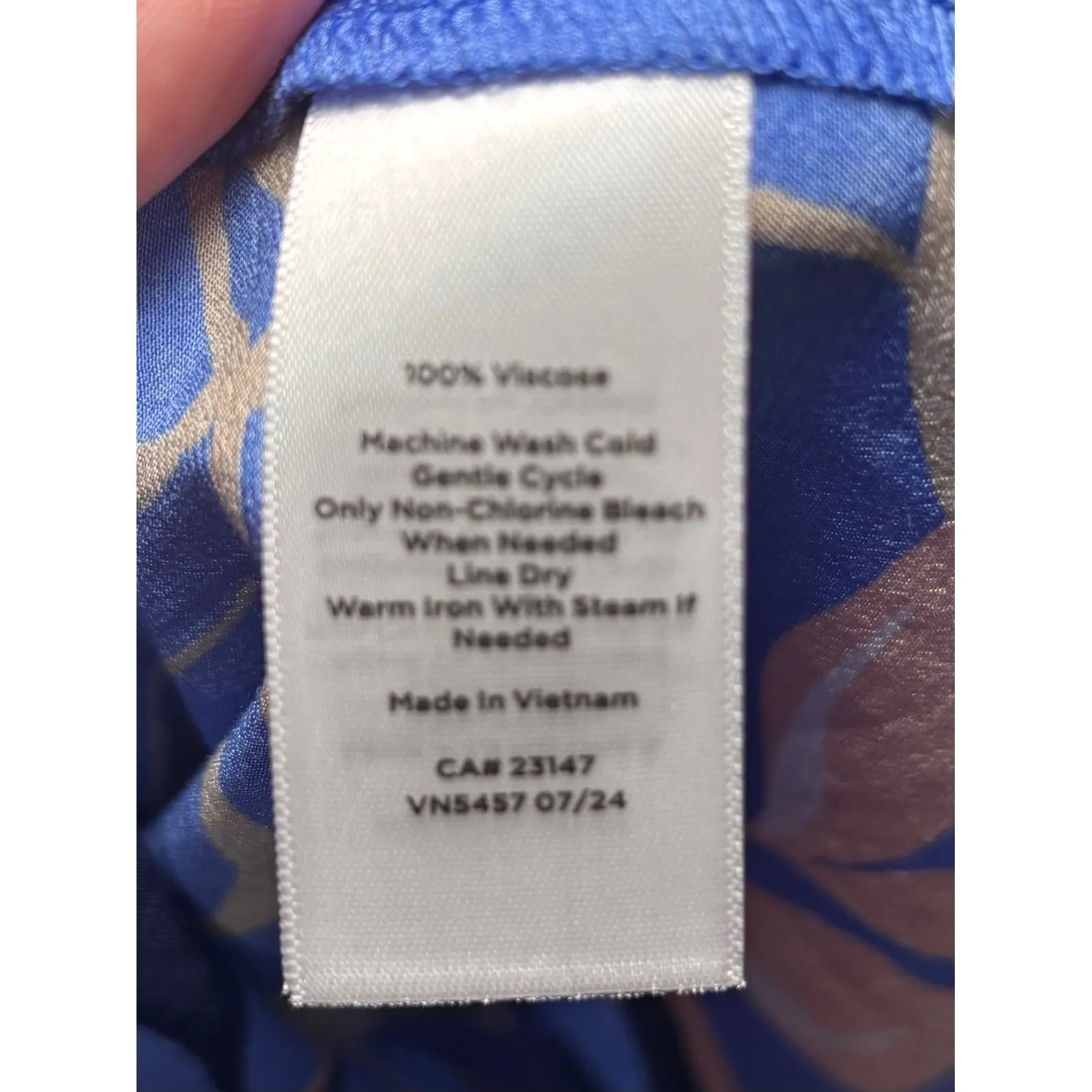 Talbots Blue Ruffle Trim Popover Floral Top Blouse Large Half-Placket Buttons - Image 10