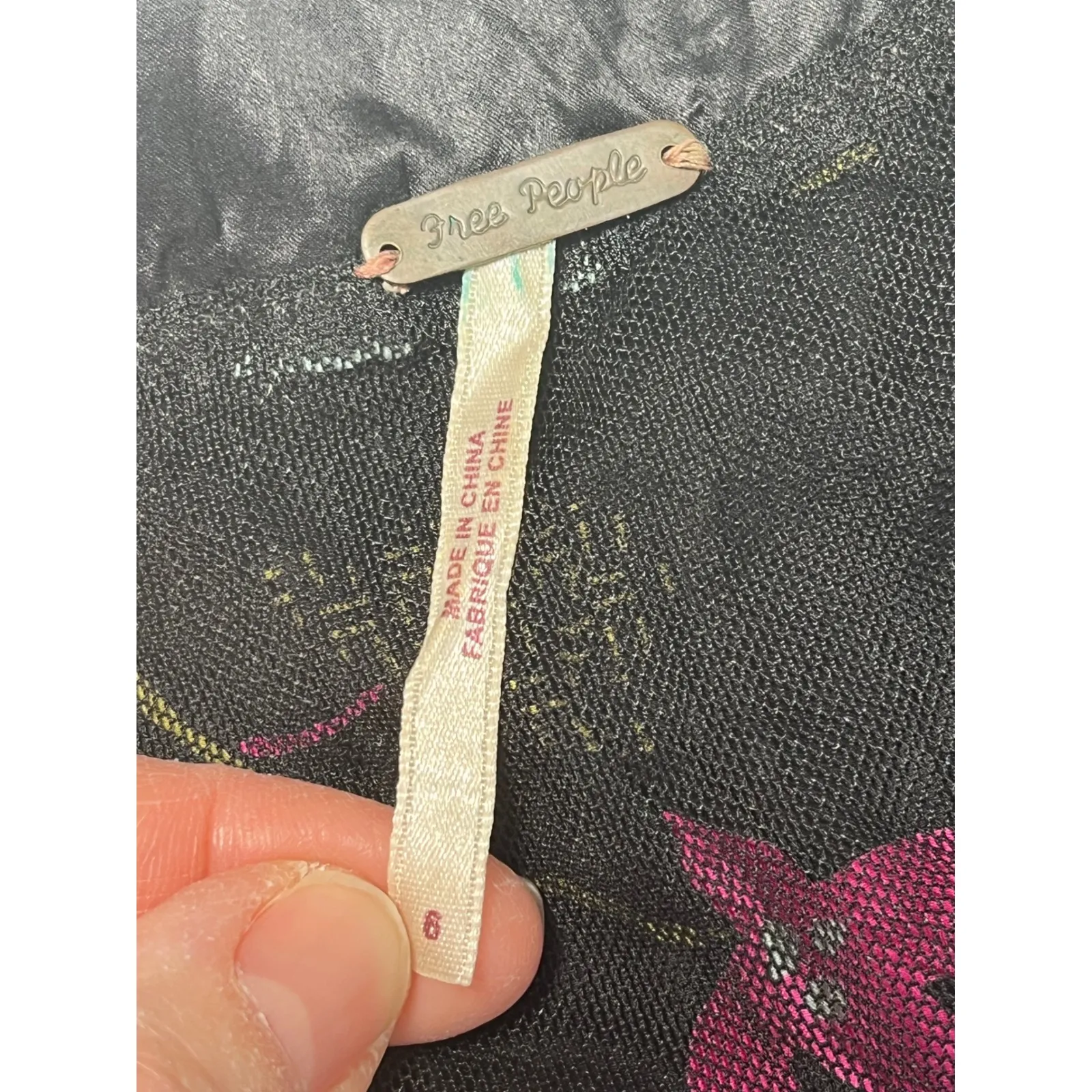 Free People Night and Day Silk Floral Midi Dress Black Boho Size 6 - Image 6