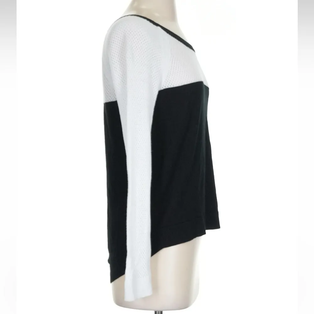 Rag & Bone Black & White Mesh Raglan Sleeve Knit Pullover Sweater Size Small S - Image 3