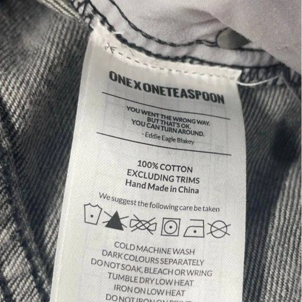 One X One Teaspoon Womens Black Bleached Cotton Skinny Leg Jeans Sz 28 With Tag Gray - Image 3