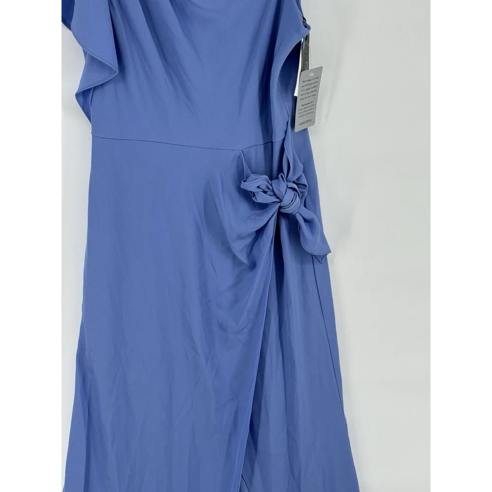 Adrianna Papell Twill One‎ Shoulder Flutter Short Sleeve Faux Wrap Dress Size 4 - Image 5