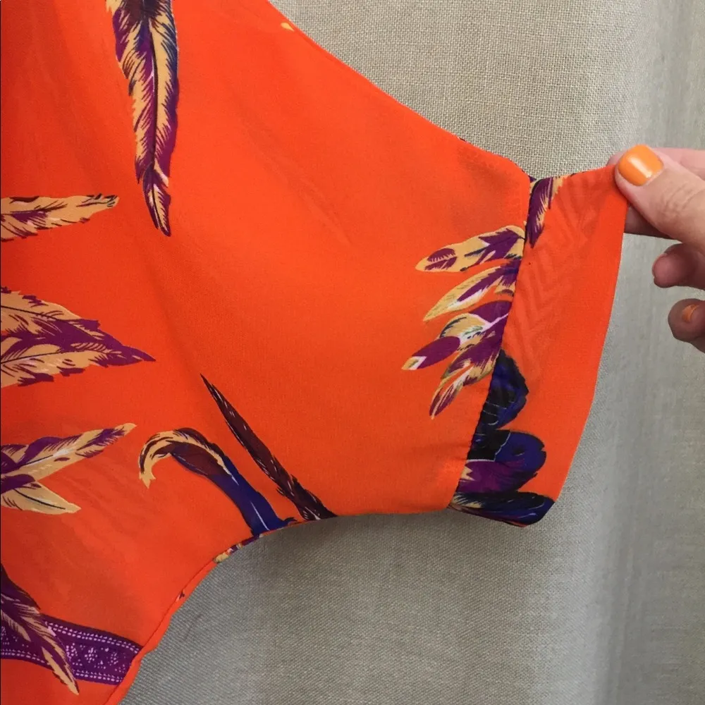 Orange flowered blouse Size L - Image 2