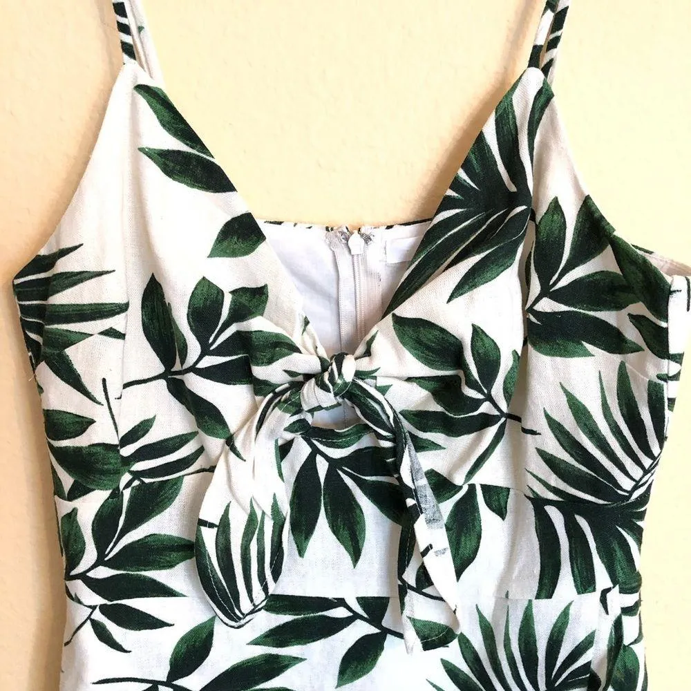 NEW LUSH Linen Blend Leaf Print Romper S - Image 3