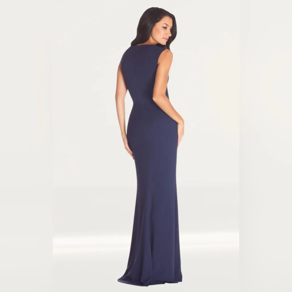 Dress The Population Monroe Side Slit Gown Size Medium In Midnight Blue Formal - Image 2