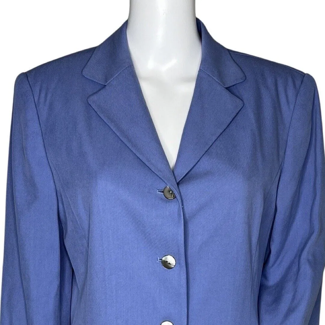 Valerie Stevens Blazer Women 10 Blue 3 Button Silk Office Casual Academia Preppy - Image 5