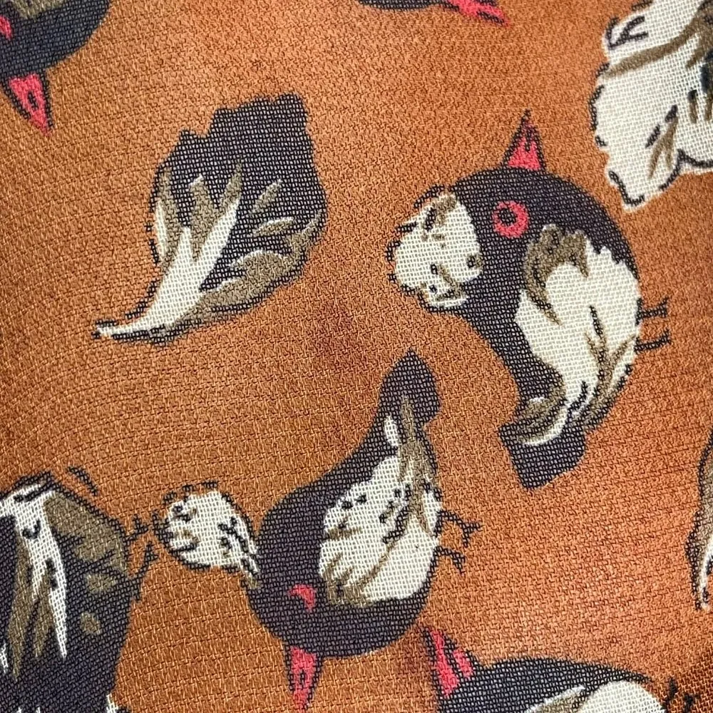 Infinity Scarf Bird Print Gauzy Brown Semi - Image 6