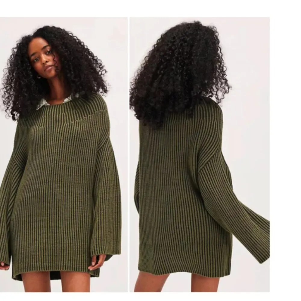 NWT Free People Boat Neck Tunic Sweater Small, CHIVE COMBO - Image 2