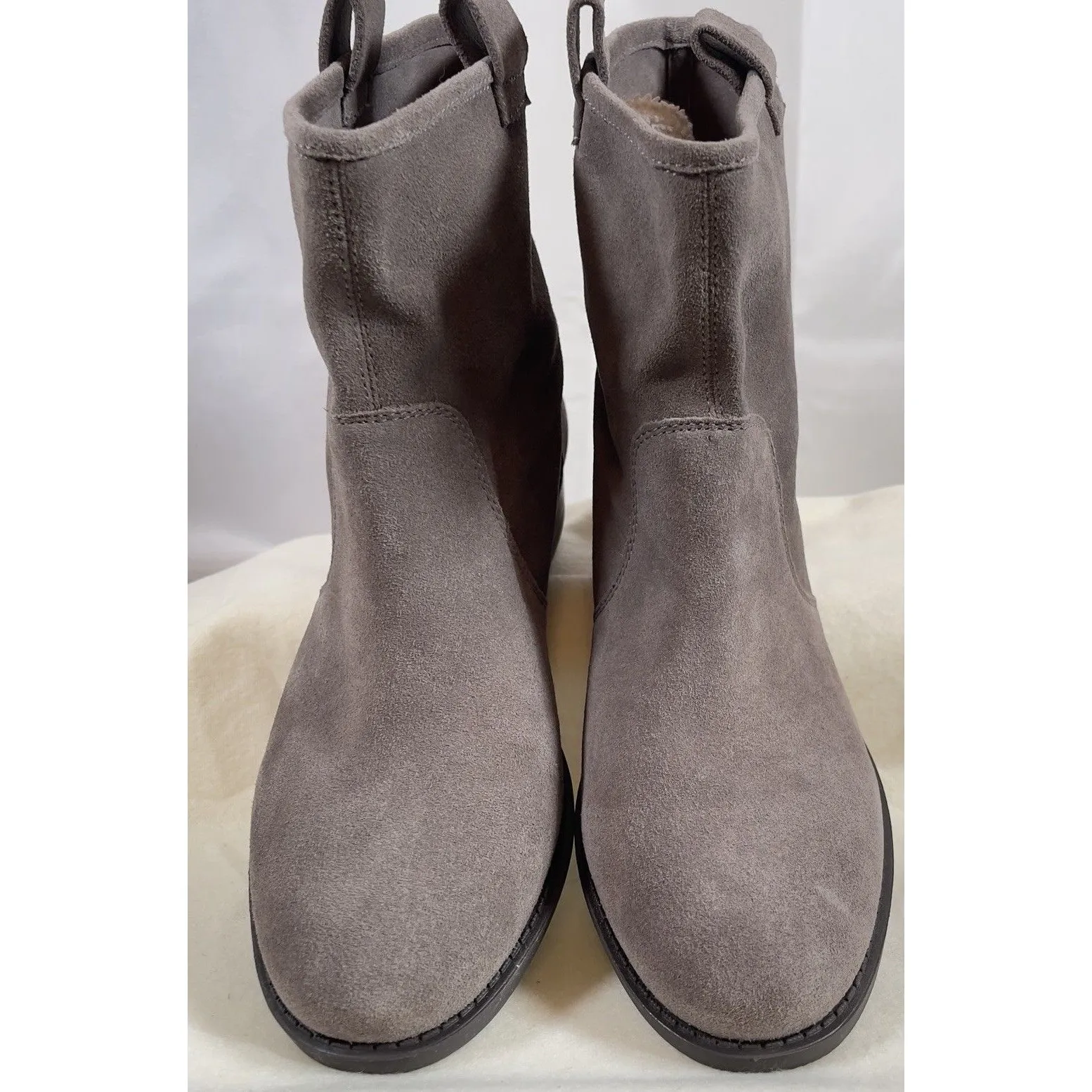 Sole Society Natasha Womens 9 M Suede Bootie Mushroom Casual Flat Slip On Boho - Image 3