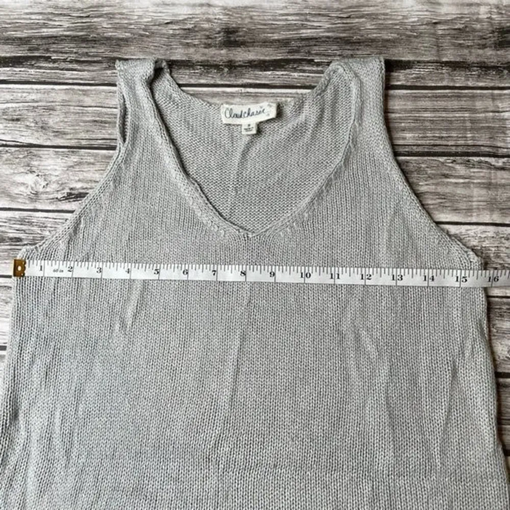 Cloud Chaser Sweater Lace V Neck Sleeveless Tank Top Grey Gray White S SM Small - Image 9