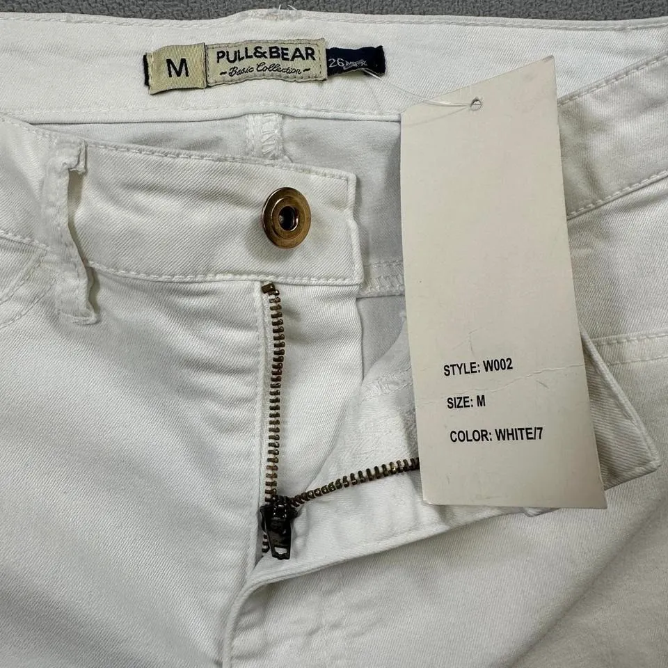 Pull & Bear Jeans Womens 26 White Mid Rise Skinny Straight Stretch Denim NWT - Image 3