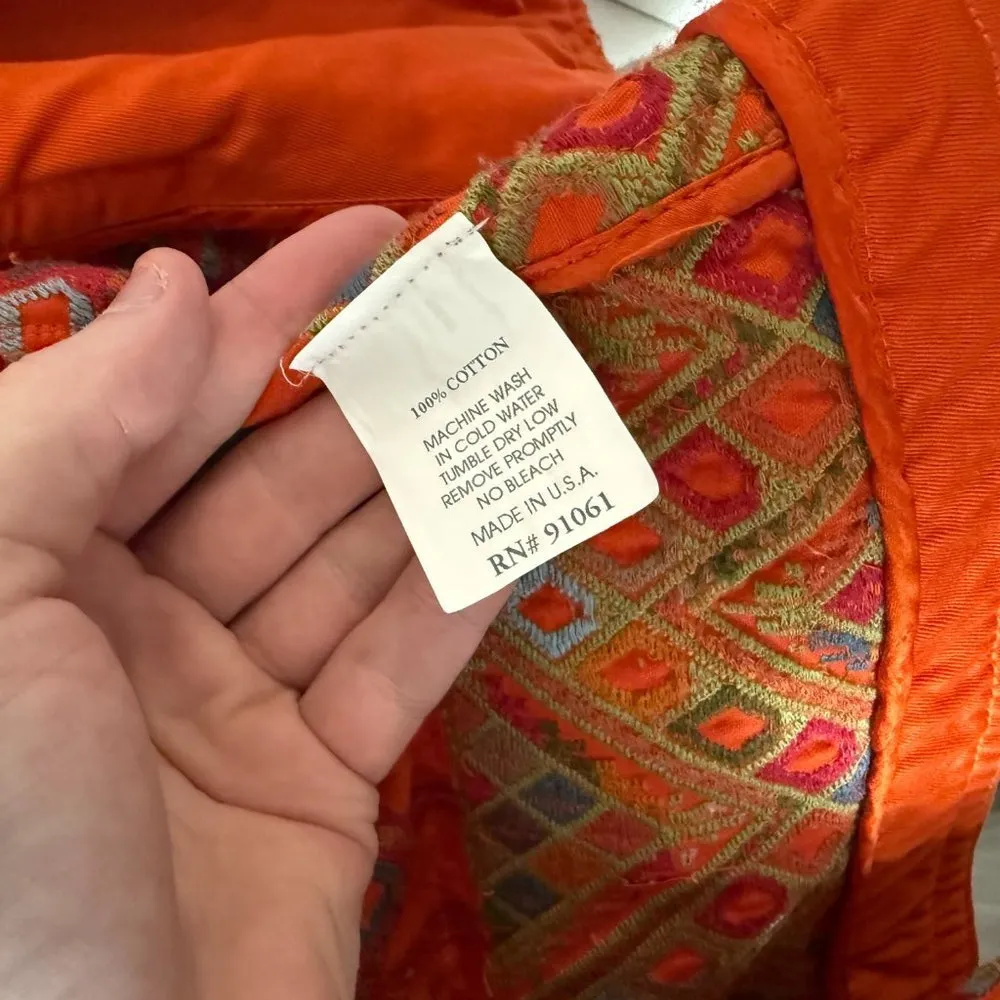 Johnny Was Biya Embroidered Jacket Size Large Color Orange - Image 6