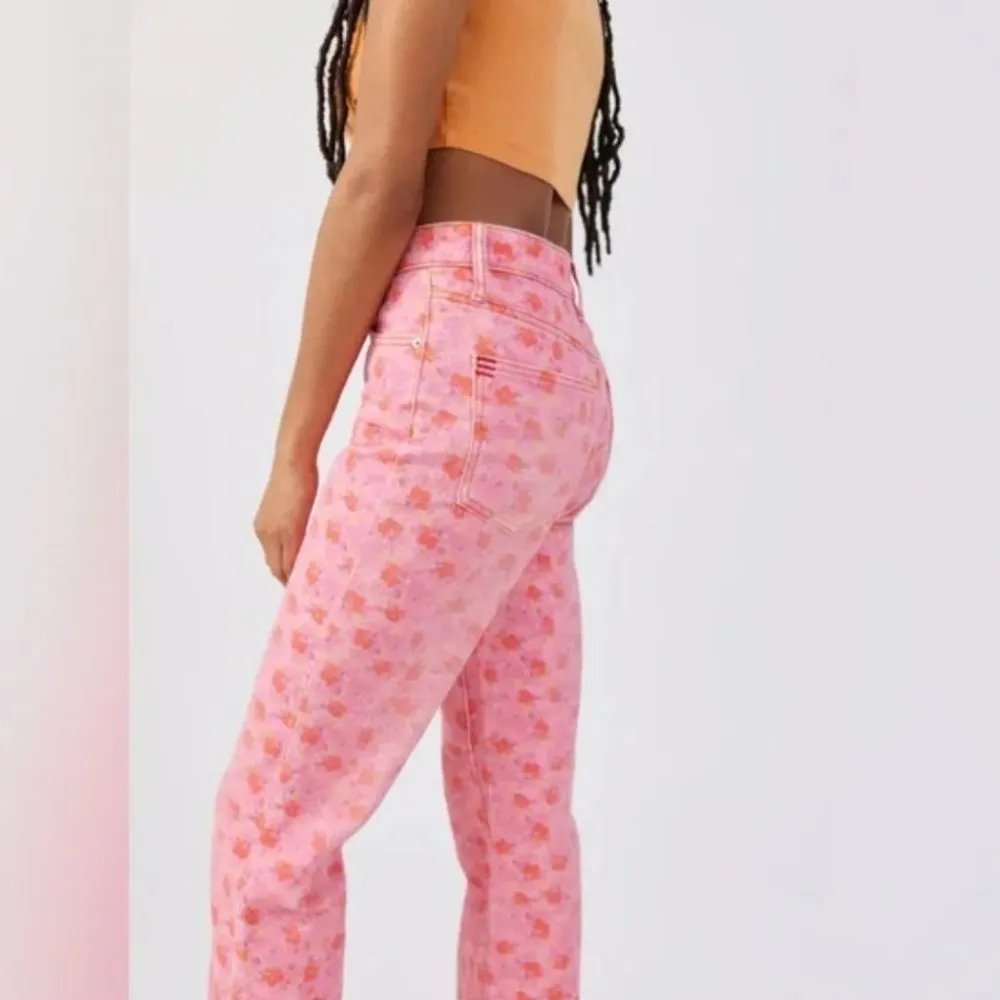 NWT BDG Urban Outfitters High Rise Pink Floral Flare Leg Denim Ankle Jeans - Image 5