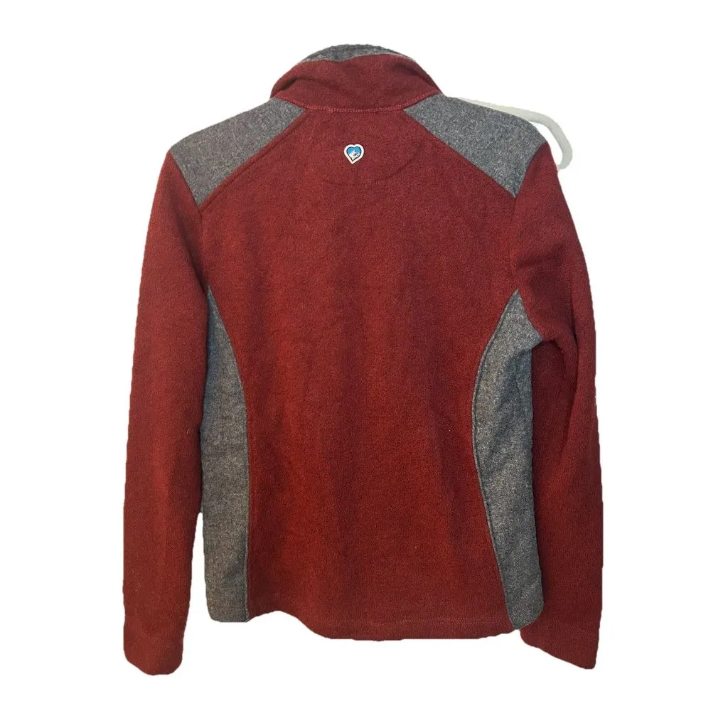 Kuhl Alfpaca Fleece Full Zip Maroon Burgundy Red Gray Sweater Women’s Size Small - Image 2