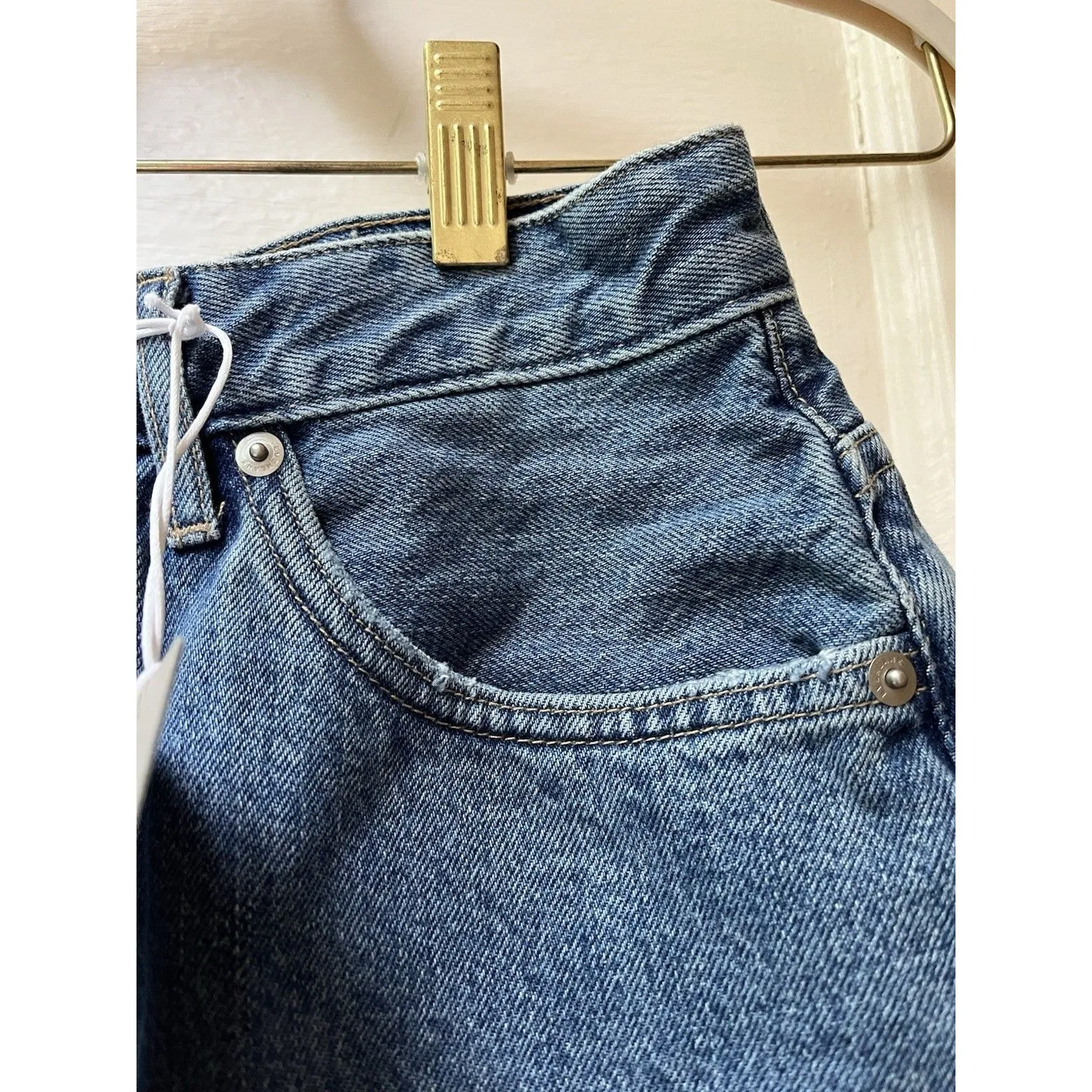 Everlane Womens 28 A-Line Denim Shorts Organic Cotton Cut Off Coastal Summer New - Image 5