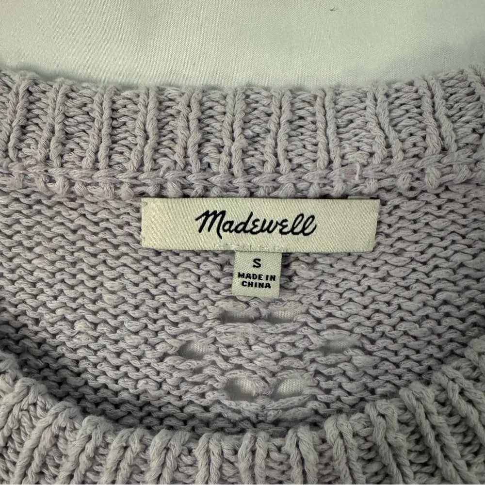 Madewell Floral Pointelle Pullover Sweater Pastel Purple Size S Cotton Grandma - Image 4