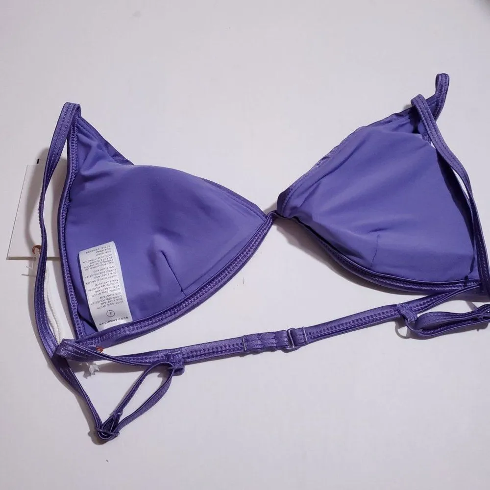 Good American Support Bikini Top Purple Lilac Shine Size 3 Large String Triangle - Image 5