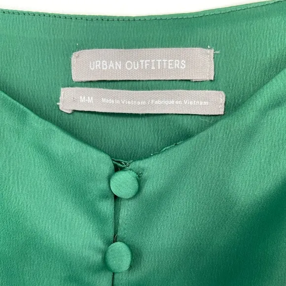 Urban Outfitters Emerald Green, Mini Satin Slip Dress,‎ Padova, Sz Medium - Image 3