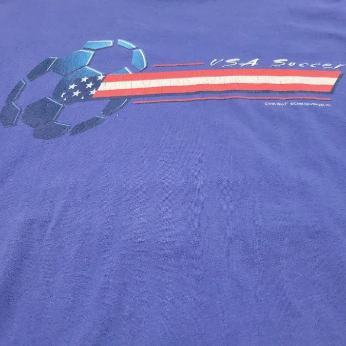1990s Vintage USA Soccer Shirt Size Large L By Coed Sportswear, Inc. Graphic Tee American Flag Stars And Stripes Graphic Print T-Shirt Unisex T-Shirt  - Image 5