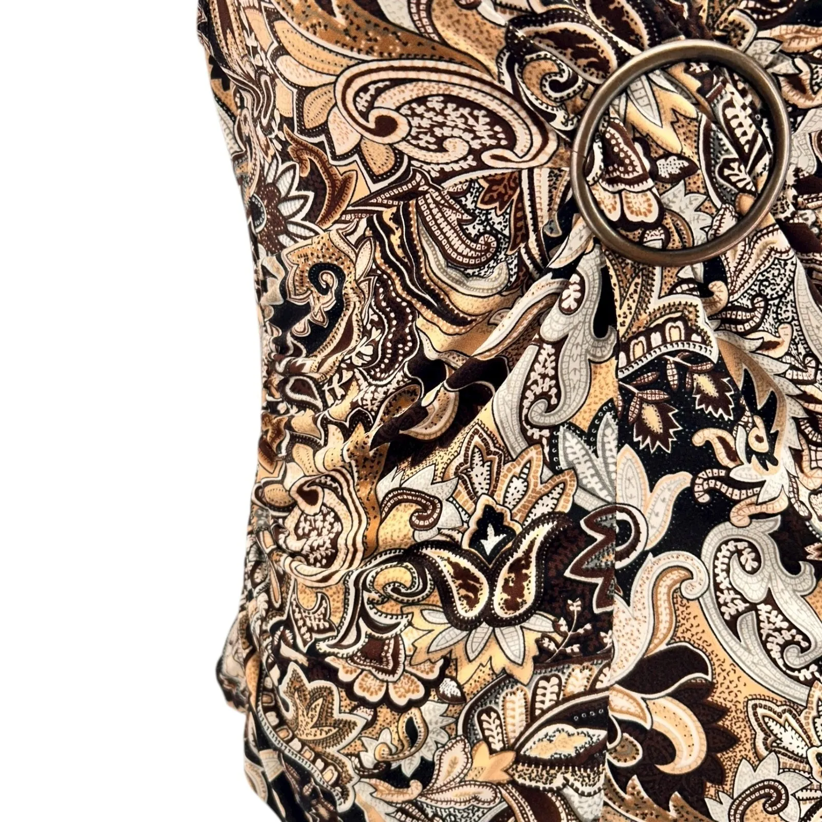 Vintage 90s Paisley Blouse Brown Large‎ - Image 6