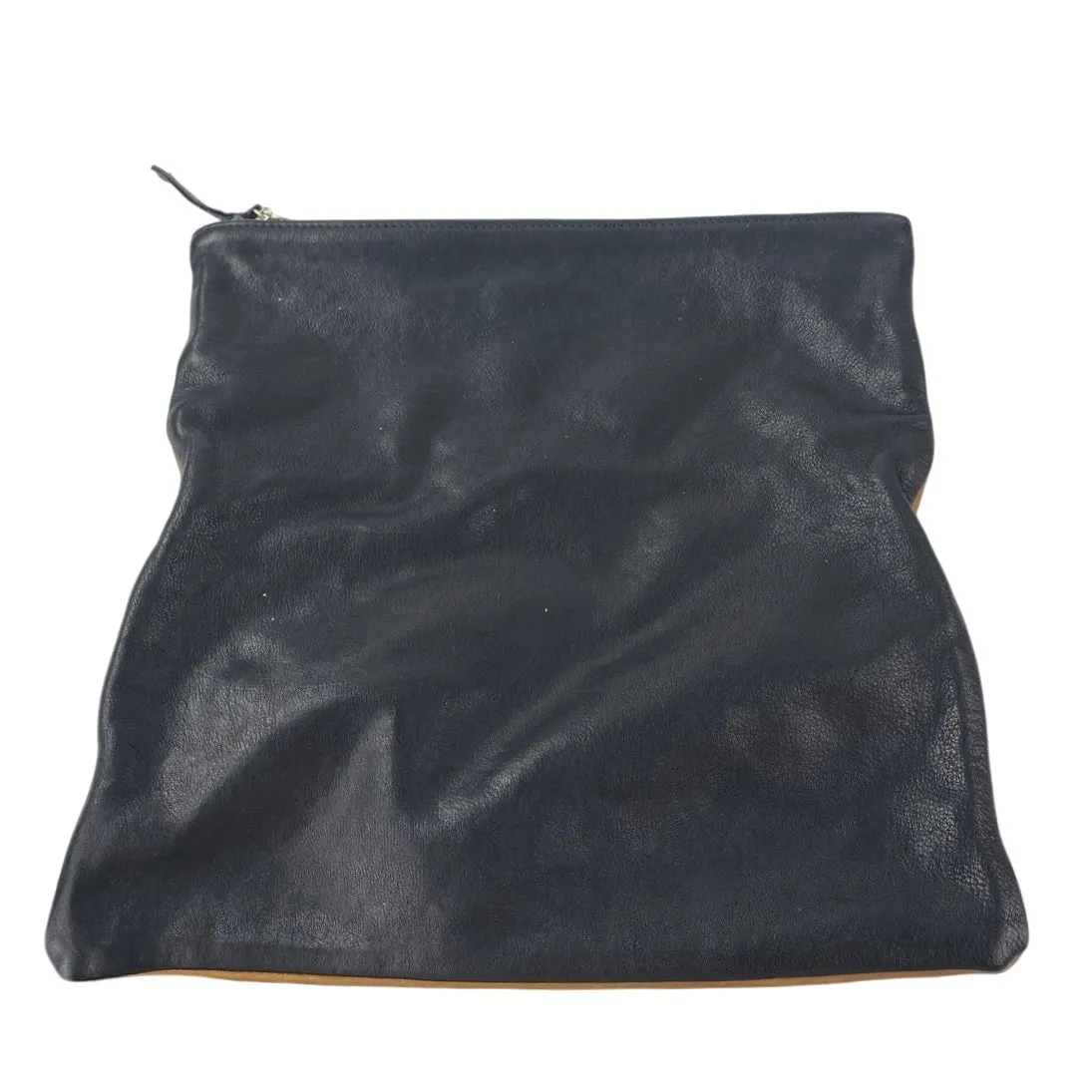 Clare V. Carryall Brown Leather Fold Over Wallet Clutch Purse Pouch Bag W/ Tabs Yellow - Image 4