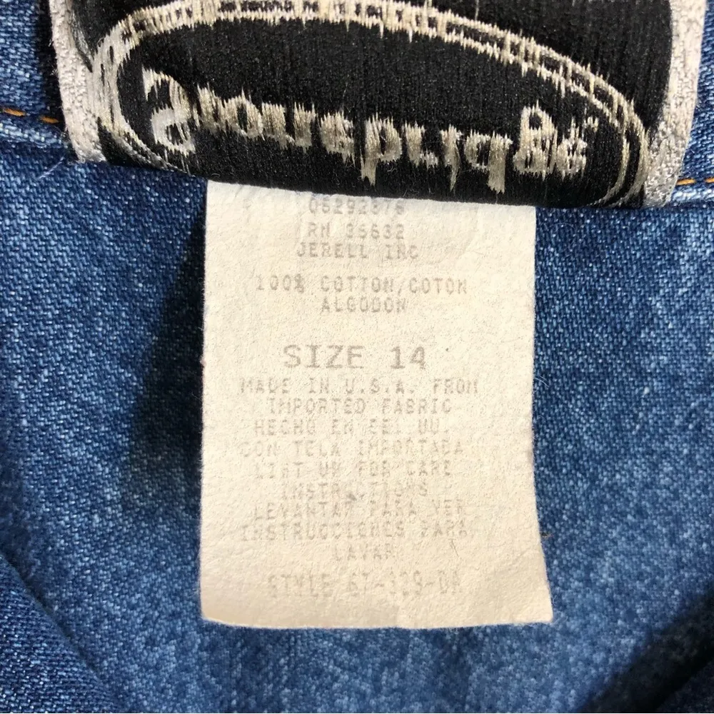 Vintage 90's Y2K Stonebridge Western Pearl Snap Medium Blue Denim Jean Jacket Size 14 - Image 5