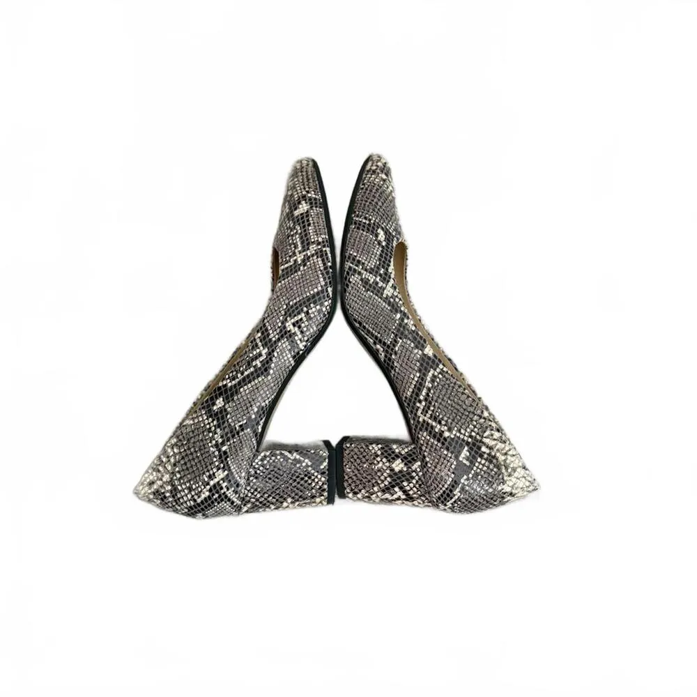 *Corso Como Women's Ryanna Pump Size 6M Block Heel Pointed Python Gray Leather - Image 4