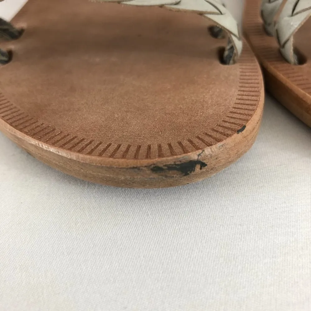 Joie Womens Sandals Slides Leather Braided Gray - Image 3