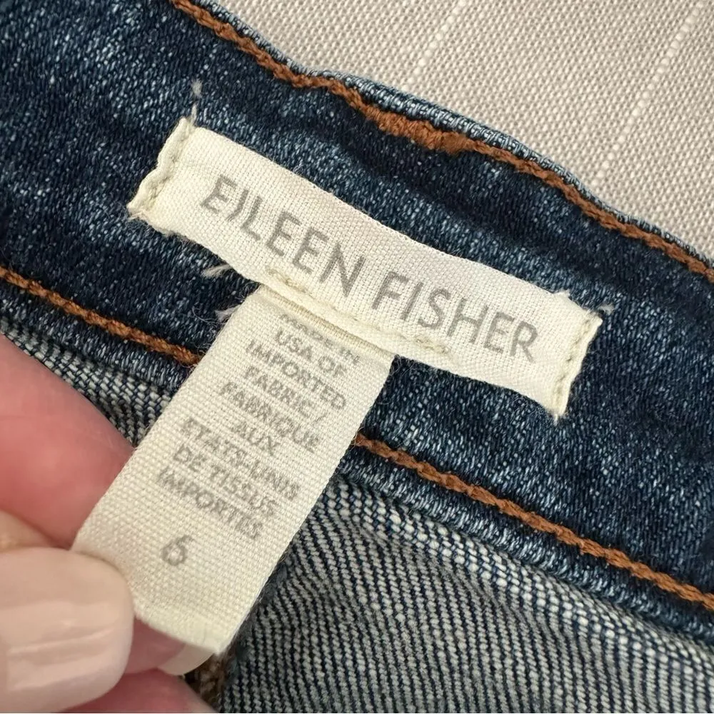 Eileen Fisher Organic Relaxed Straight Leg Cropped Blue Jeans Size 6 - Image 4