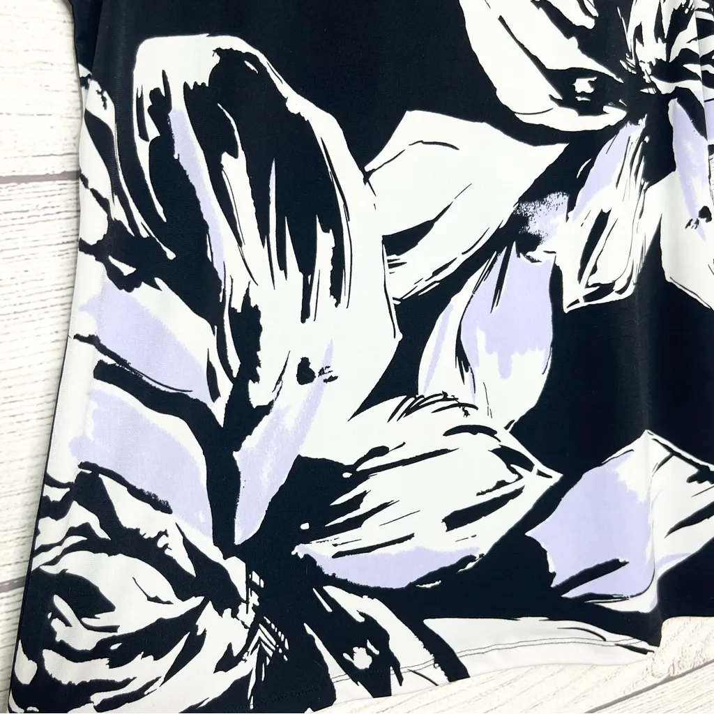 Christopher & Banks Black & White Floral Sleeveless Blouse Top Petite Medium - Image 4