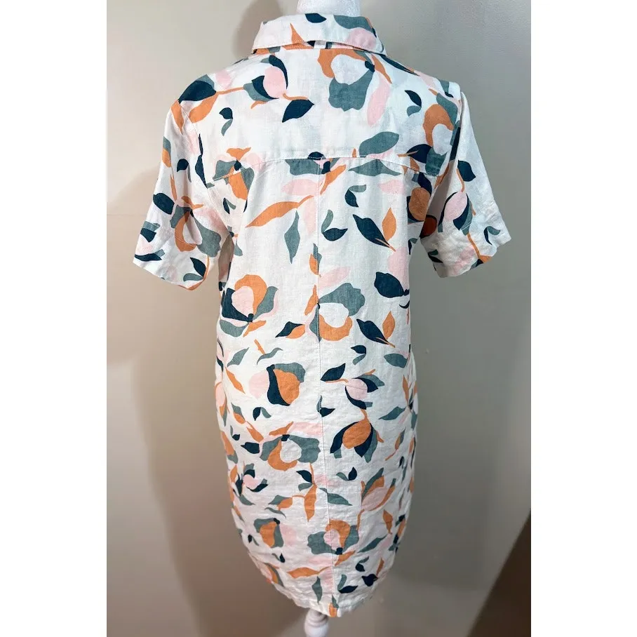 Rachel Zoe Floral Linen Button Front Mini Shirt Dress Size Small - Image 6