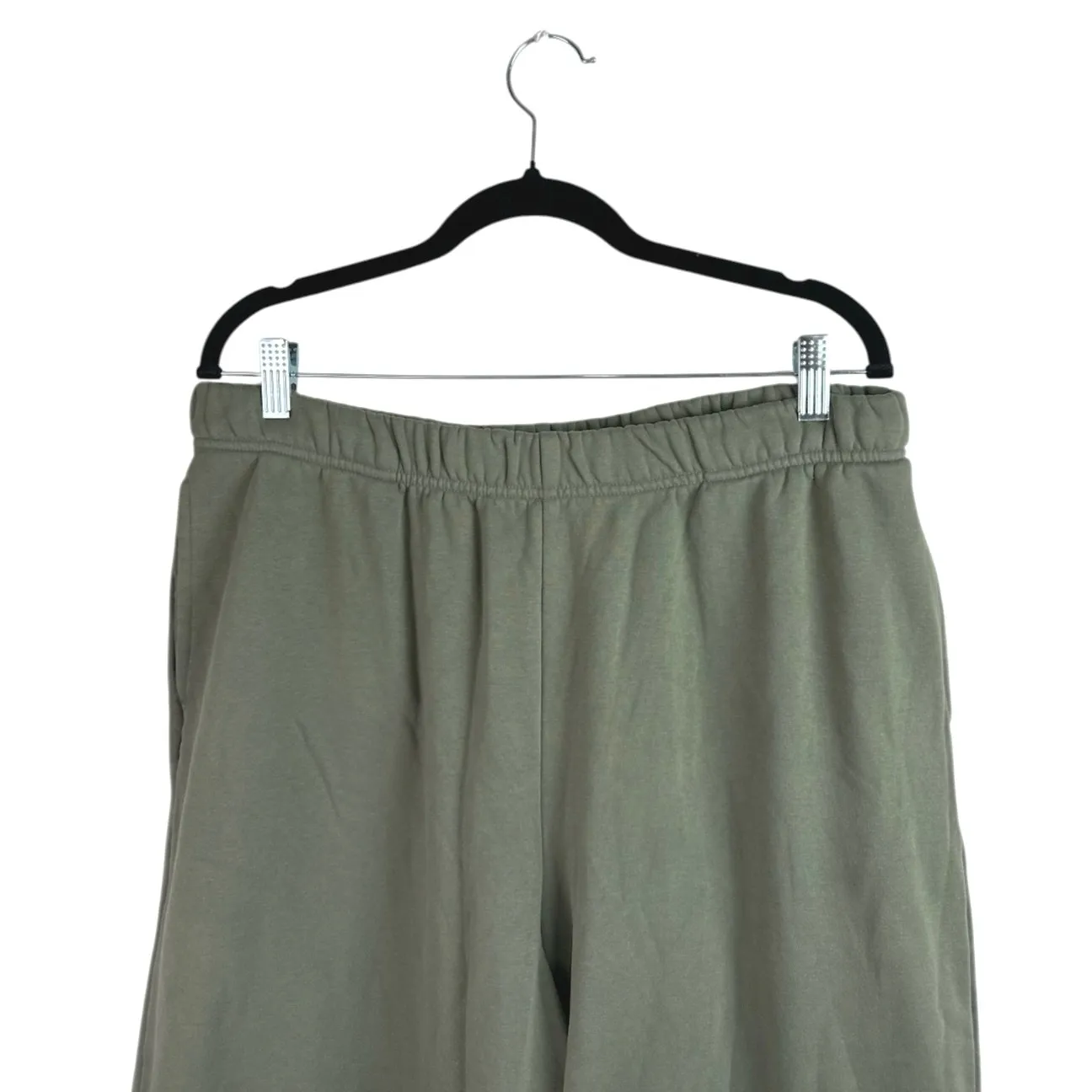 NEW GAP Womens Green Fleece High Waist Straight Wide Leg Lounge Trousers Pants L - Image 3
