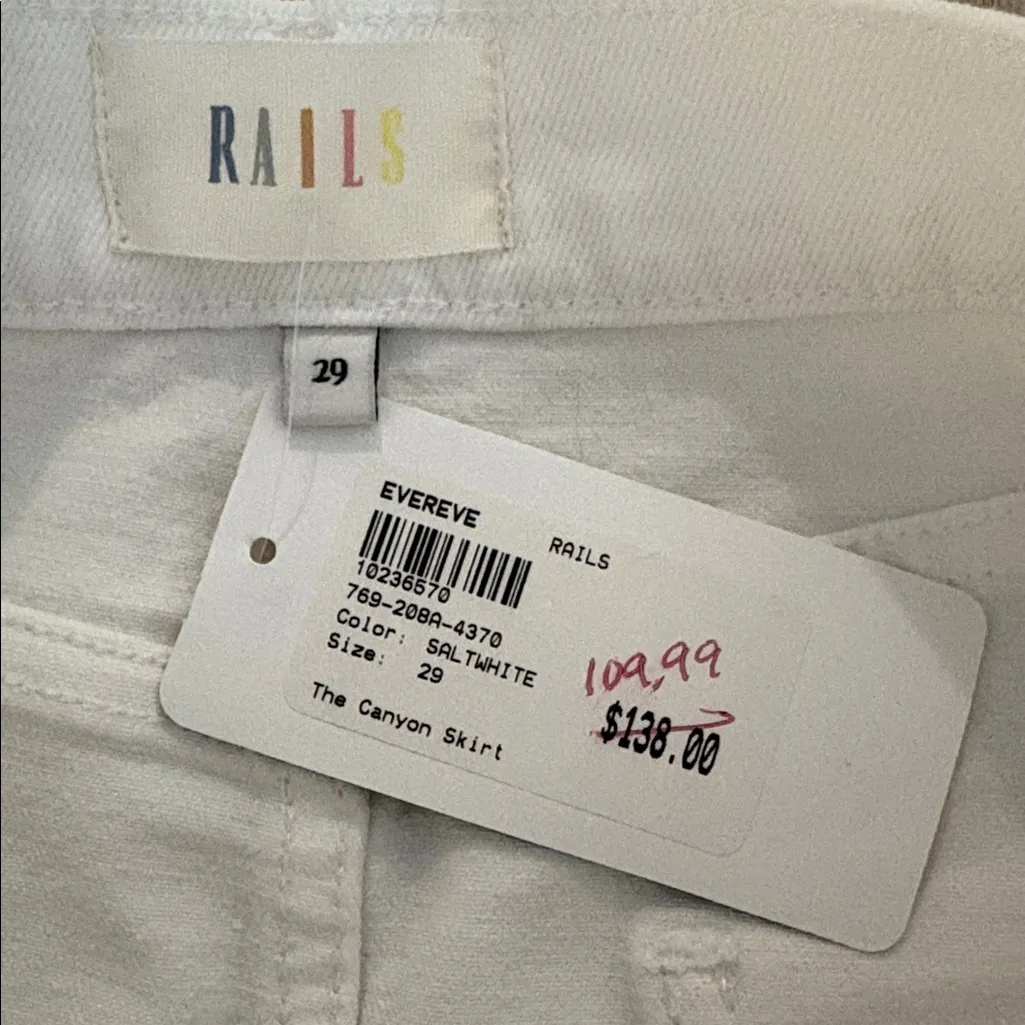 New RAILS White Canyon Jean Skirt Size 29 Denim Mini Pencil Raw Hem Buttons - Image 6