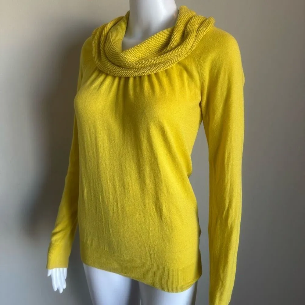 The Limited Cowl Neck Knit Top Yellow Size M - Image 2