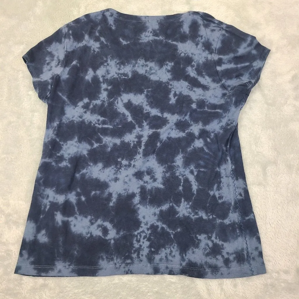 Tommy Hilfiger Women's Size Large Tie Dye Short Sleeve Tee‎ Shirt Blue - Image 7