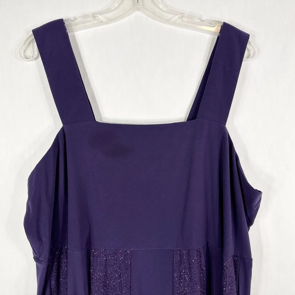 Maggie Barnes Plus Size 18W Dress Purple Sparkly Midi Formal Sleeveless‎ 1694 - Image 5