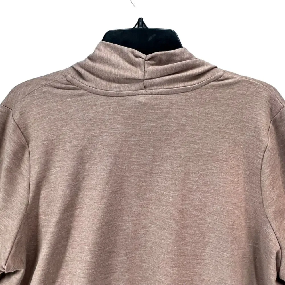 LOGO Lori Goldstein Cardigan Womens M Brown Layered Hem Swiss Dot Layers Lounge - Image 5