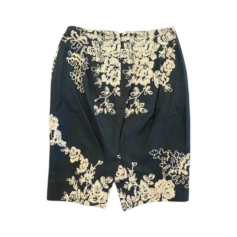 J.Crew The Pencil Skirt Gray Floral Embroidered Cotton Skirt Size 2 Style 77636 - Image 4