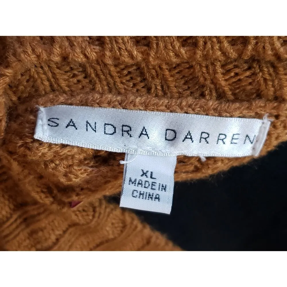 Sandra Darren Sweater Dress Women XL Brown Acrylic Textured Cable Knit Crew Neck - Image 4