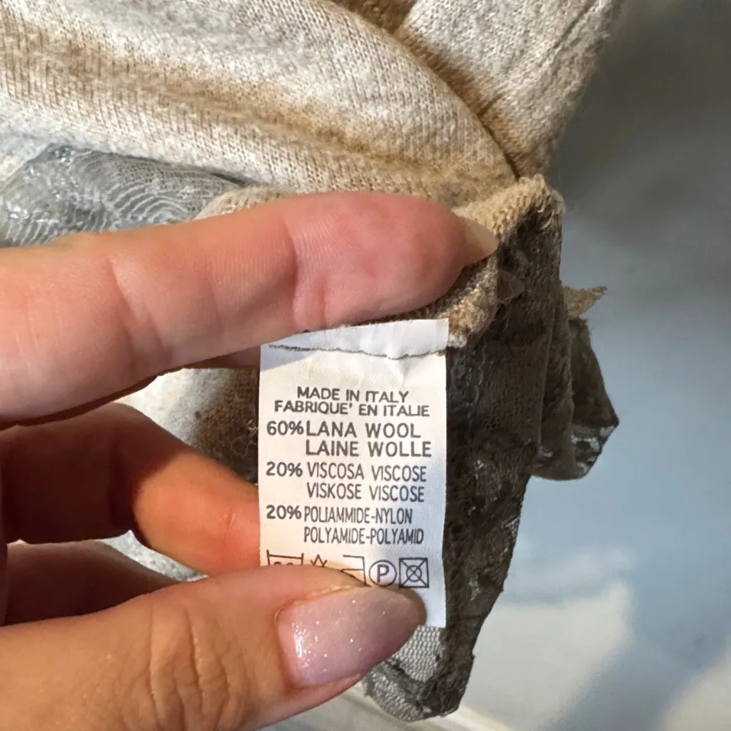 Brandy Melville Gray/tan Lace and wool Striped Blouse - Image 3