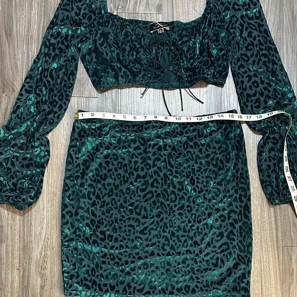 Blue Blush Teal Leopard Print Skirt Set - Image 10
