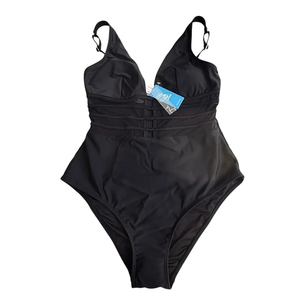 NEW Cupshe SWIMSUIT Women's LG 1PC Bathing Suit Tummy Control Mesh Adj. Straps - Image 3