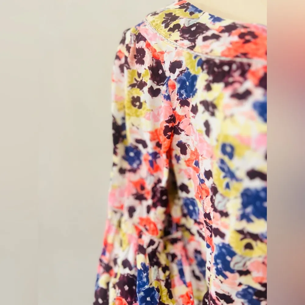 Anthropologie Maeve Pansy Field floral popover peasant blouse  women's size 4 - Image 7